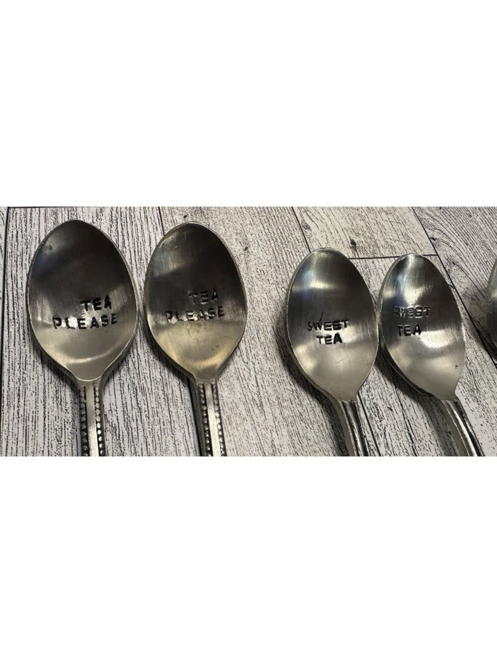 Vintage Stainless Steel Set of 8 Tea Party Spoons Sweeet Tea,Tea Please Tea Time